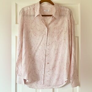 Equipment silk pink print button up M